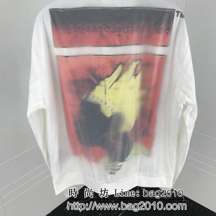 OFF-w19ss春季新款 背後人像印花 定制超薄雙層複合面料 男款風衣外套 ydi2488
